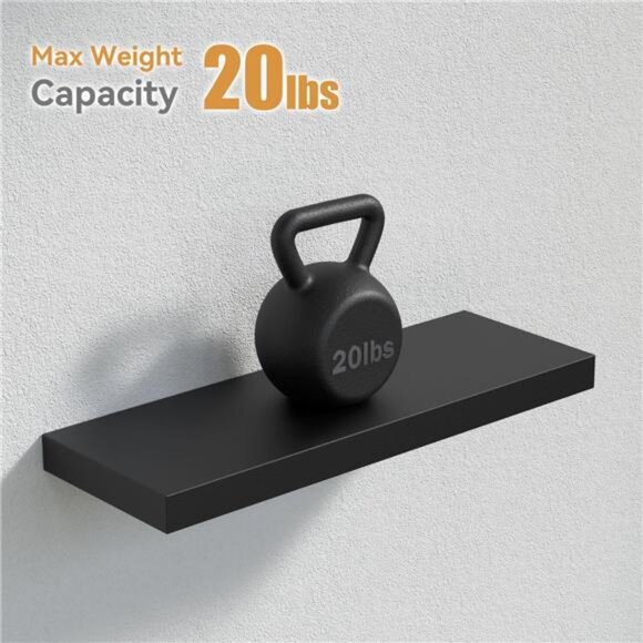 Black Floating Shelves for Wall, 4 Sets Room Storage Shelves, Display Shelves - Picture 3 of 7